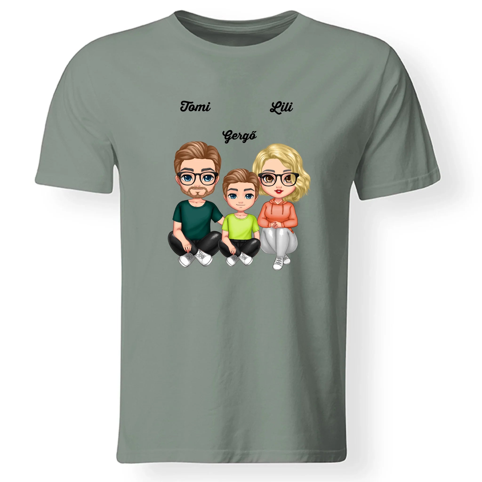 Cukifejű család férfi póló fiúval