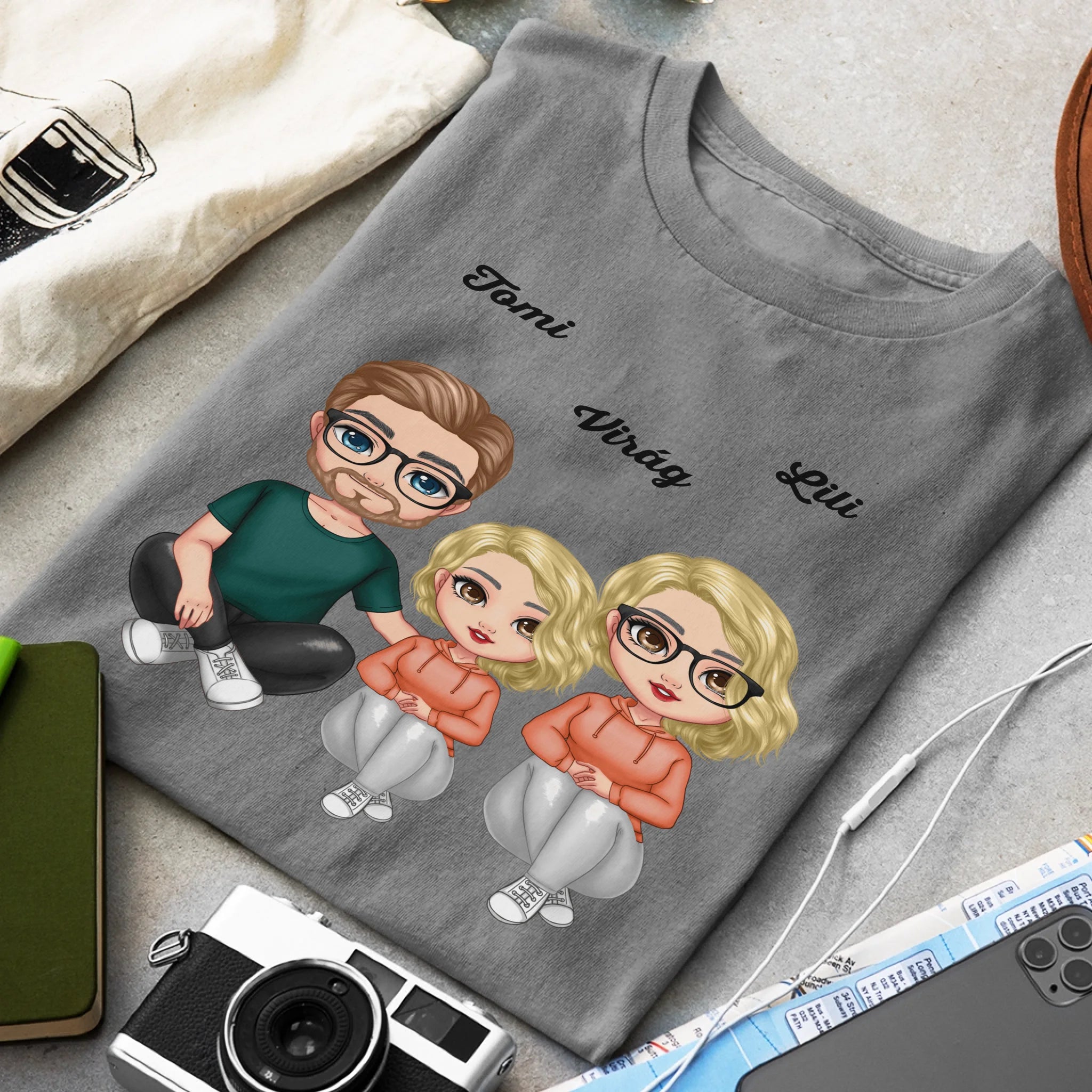 Cukifejű család férfi póló lánnyal