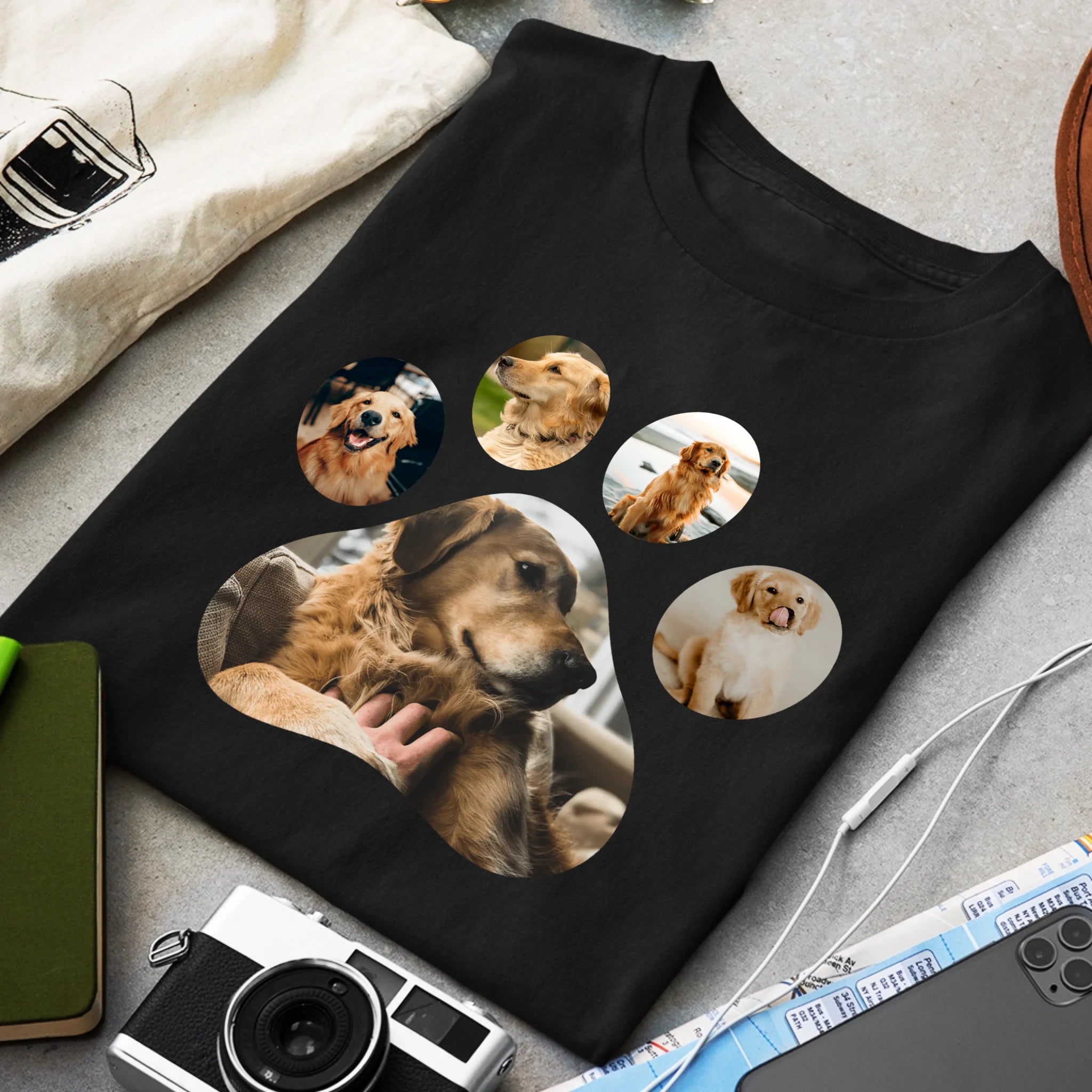 Egyedi fényképes kutyás férfi póló