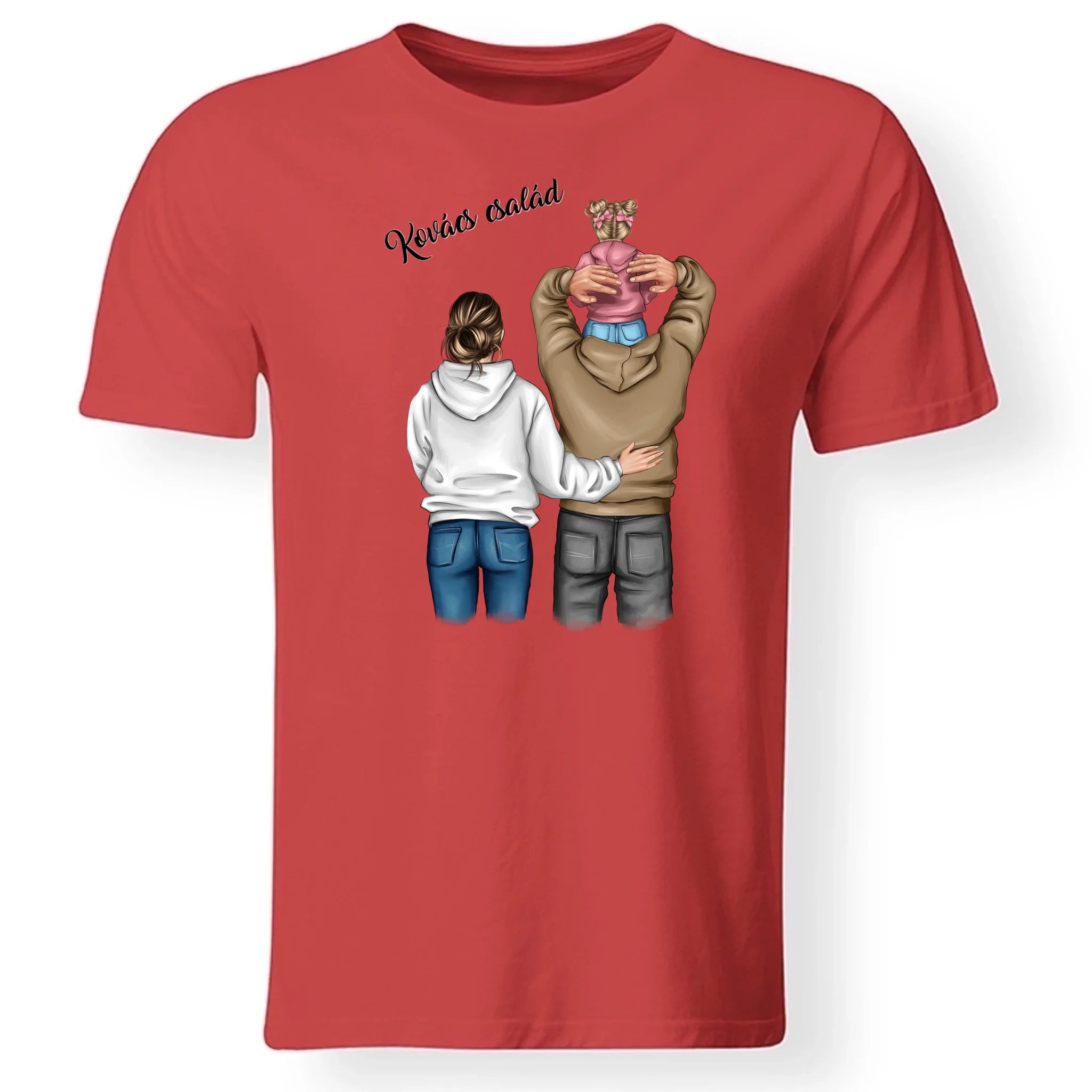 Család kislánnyal férfi póló