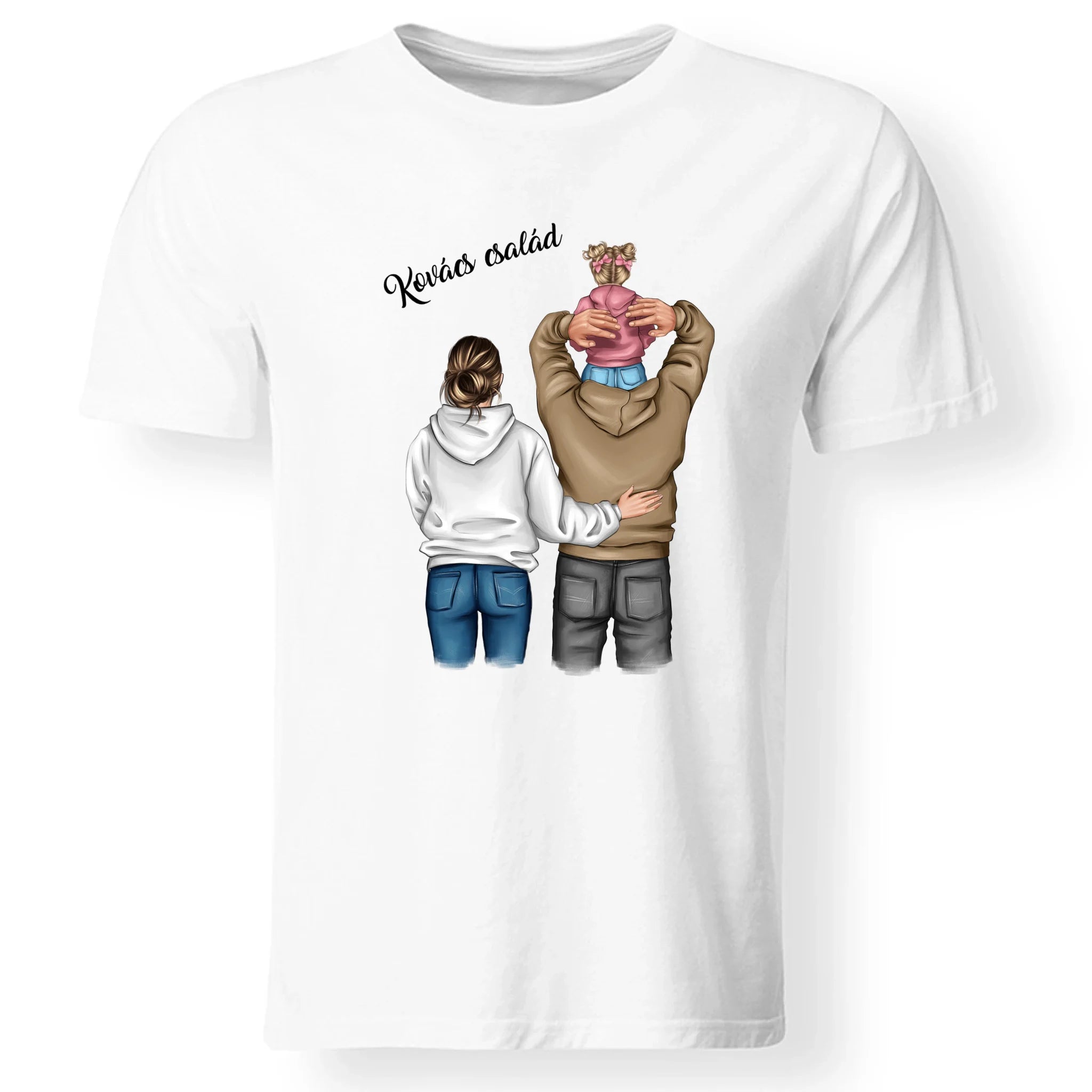 Család kislánnyal férfi póló