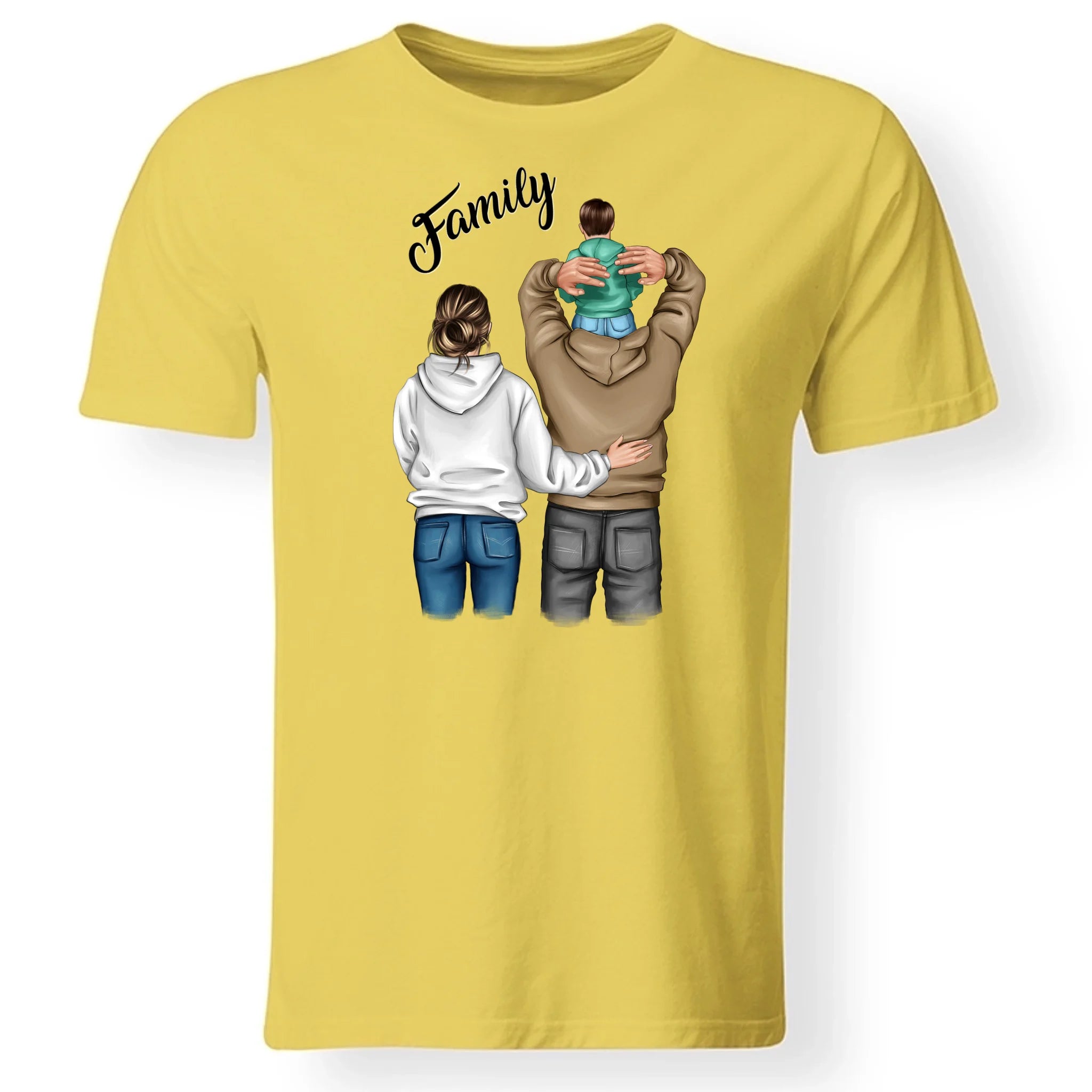 Család kisfiúval férfi póló