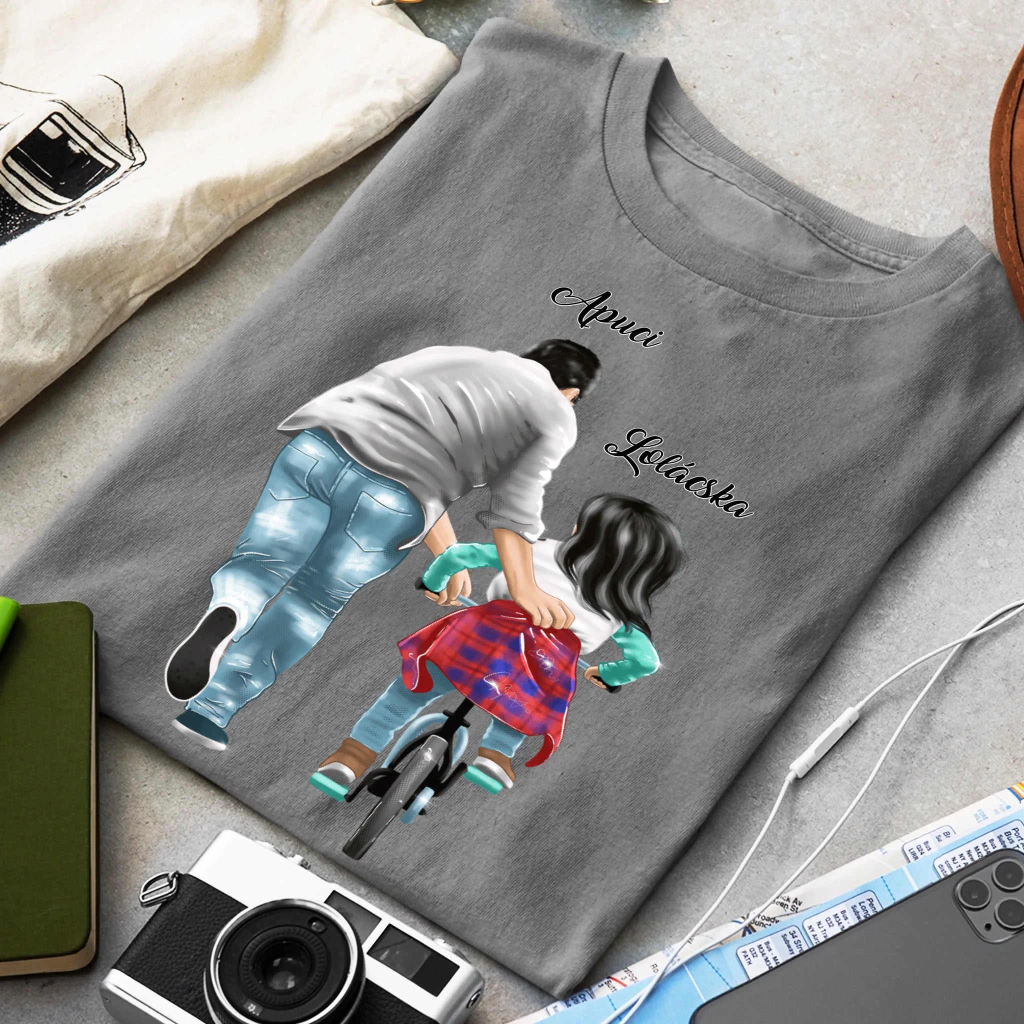 Apa-lánya biciklis póló