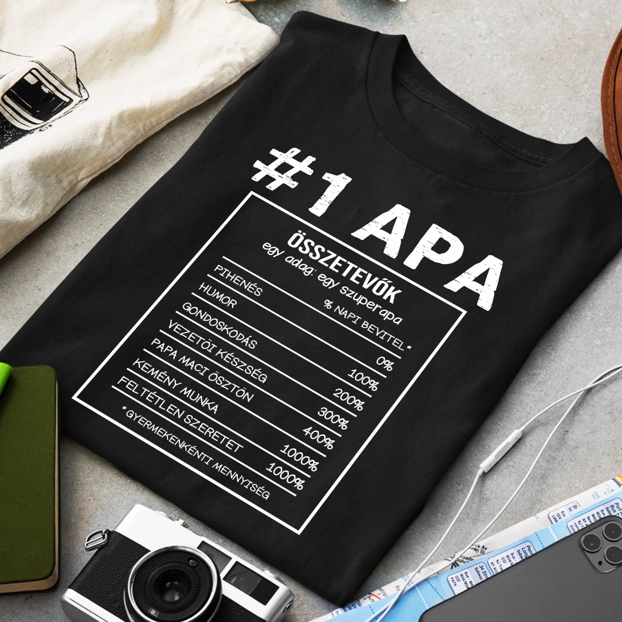 Apa jellemzős póló fix mintával