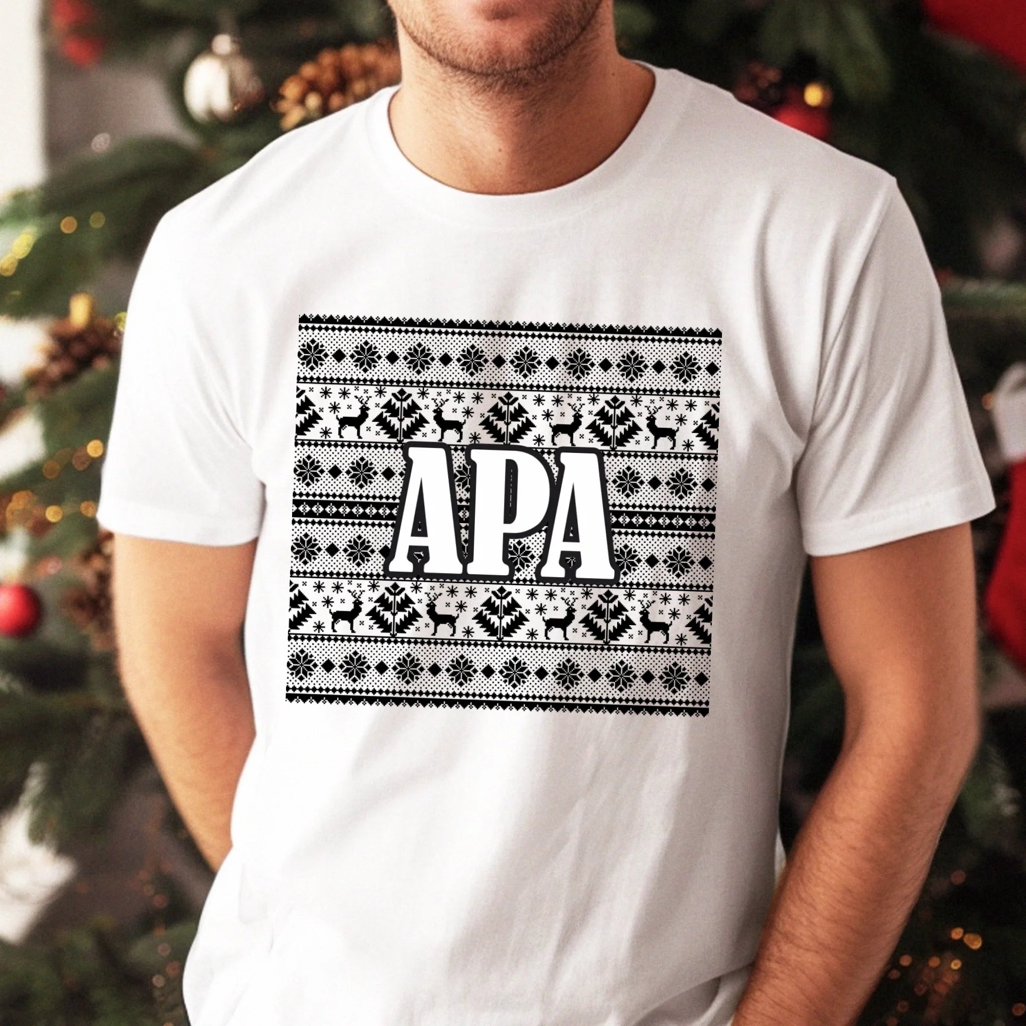Karácsonyi mintás családi póló férfiaknak