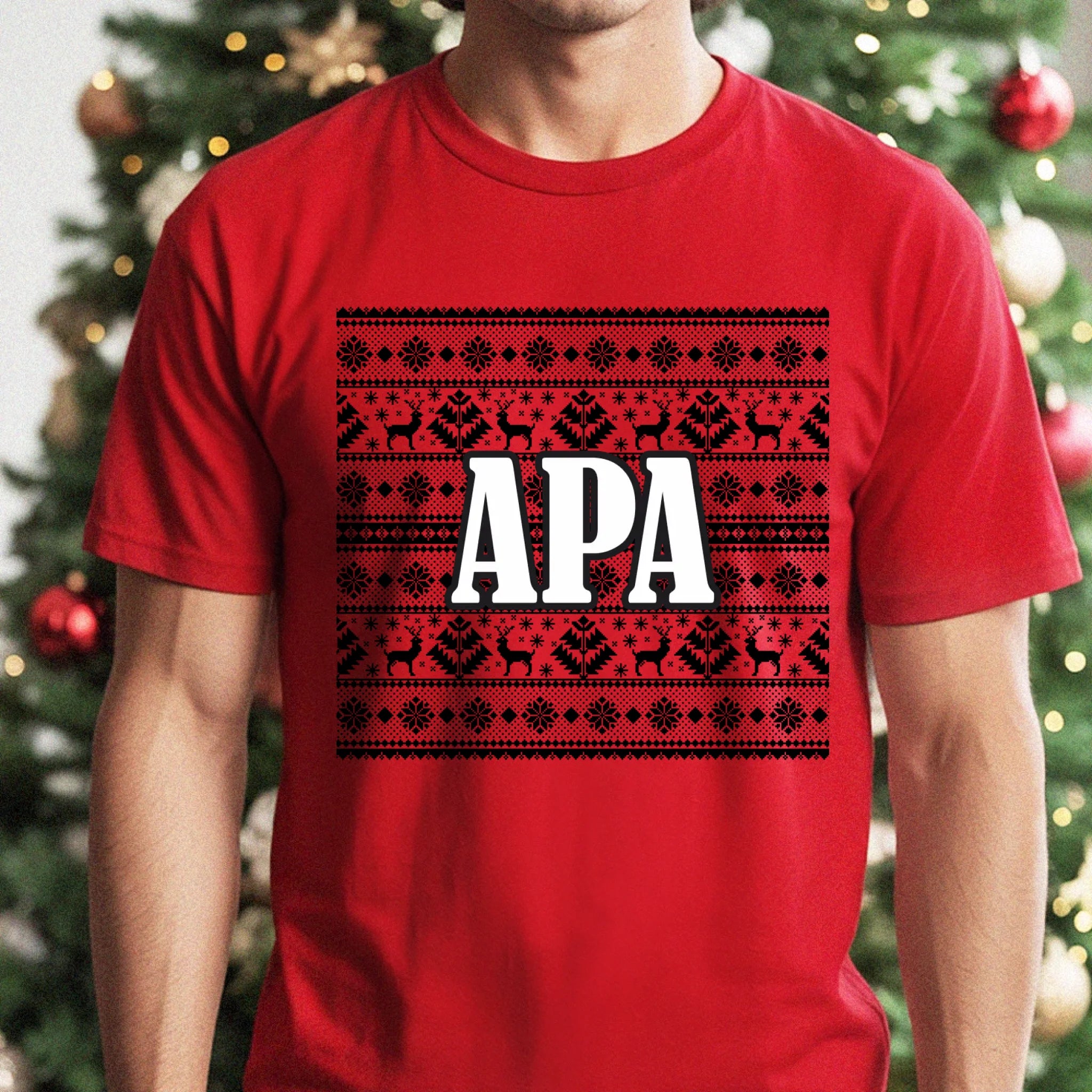 Karácsonyi mintás családi póló férfiaknak