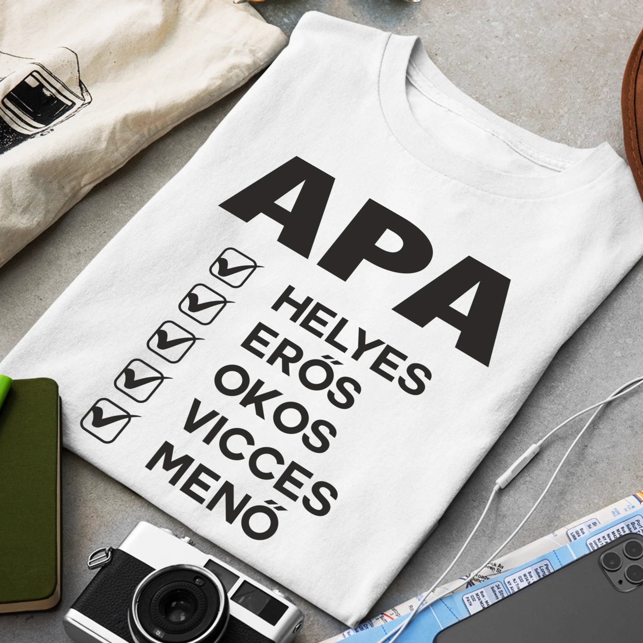 Apa jellemzős póló fix mintával