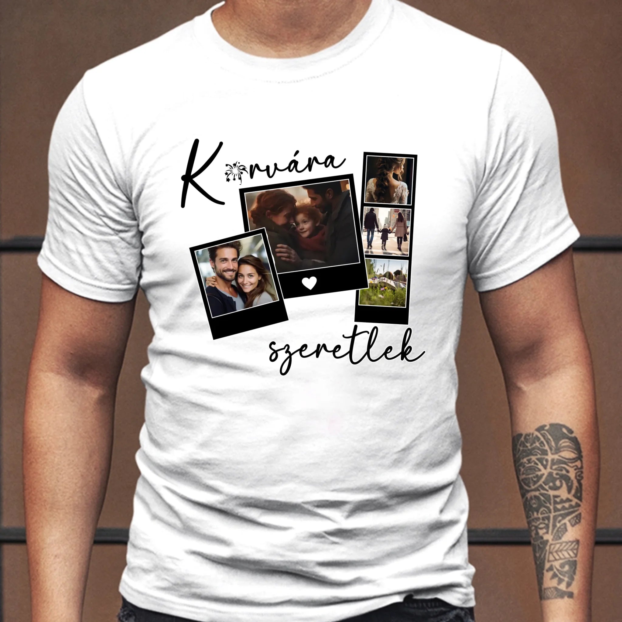Polaroid képes férfi póló saját fotókkal