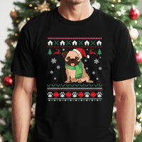 Karácsonyi állat mintás fekete férfi póló