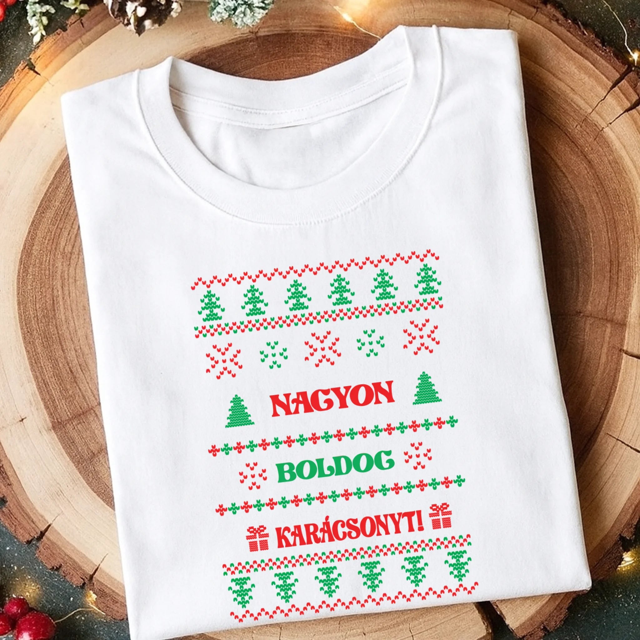 Kötött mintás karácsonyi férfi póló