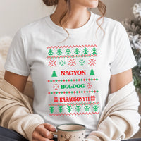 Kötött mintás karácsonyi női póló