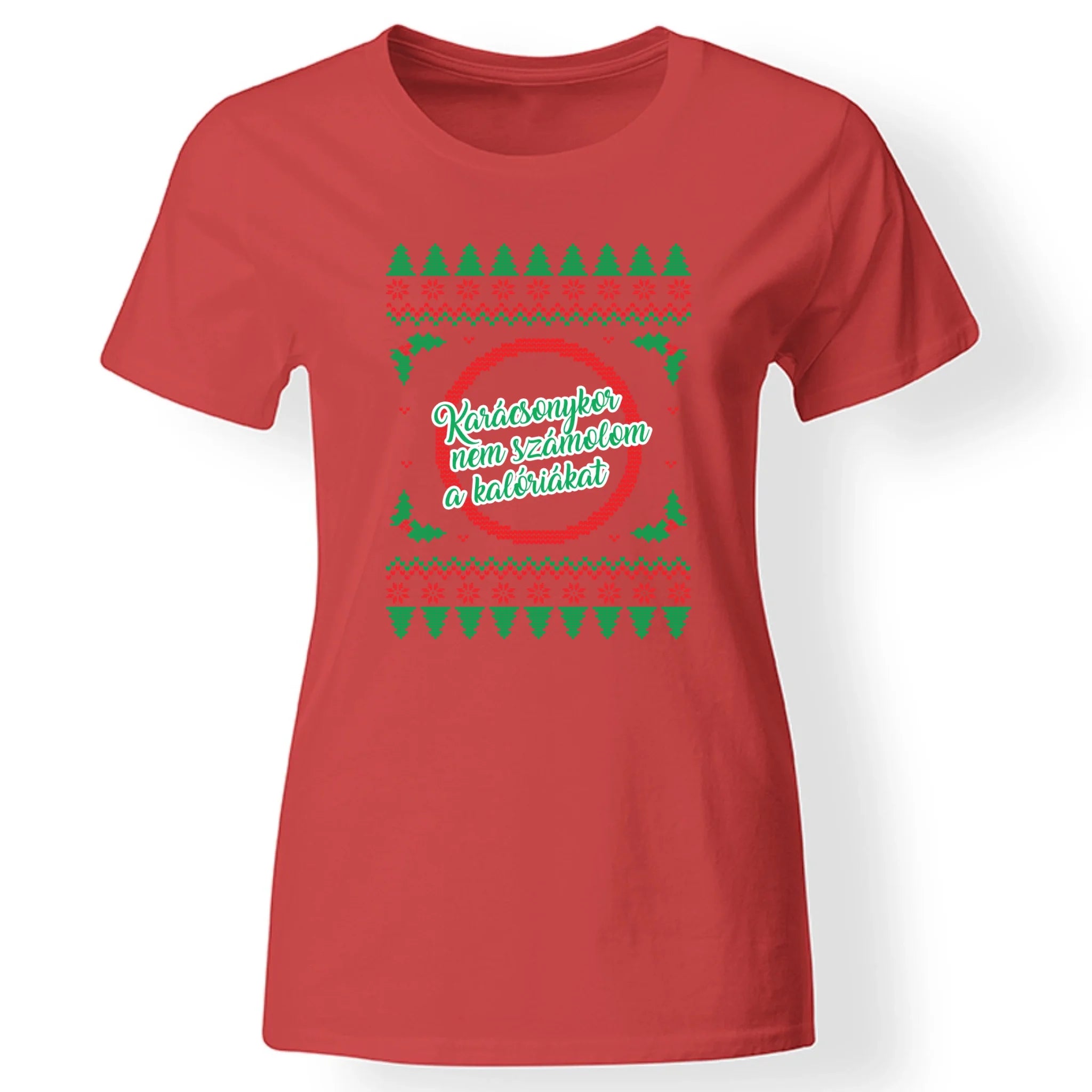 Kötött mintás nem számolom a kalóriákat - karácsonyi női póló