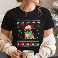 Karácsonyi állat mintás fekete női póló