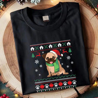 Karácsonyi állat mintás fekete női póló