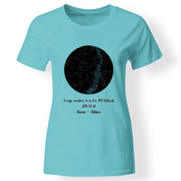 Csillagtérképes egyedi női póló türkiz