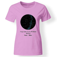 Csillagtérképes egyedi női póló rózsaszín