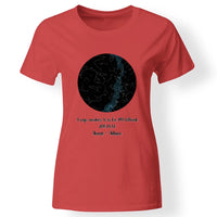 Csillagtérképes egyedi női póló piros