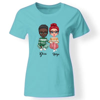 Karácsonyi páros női póló türkiz