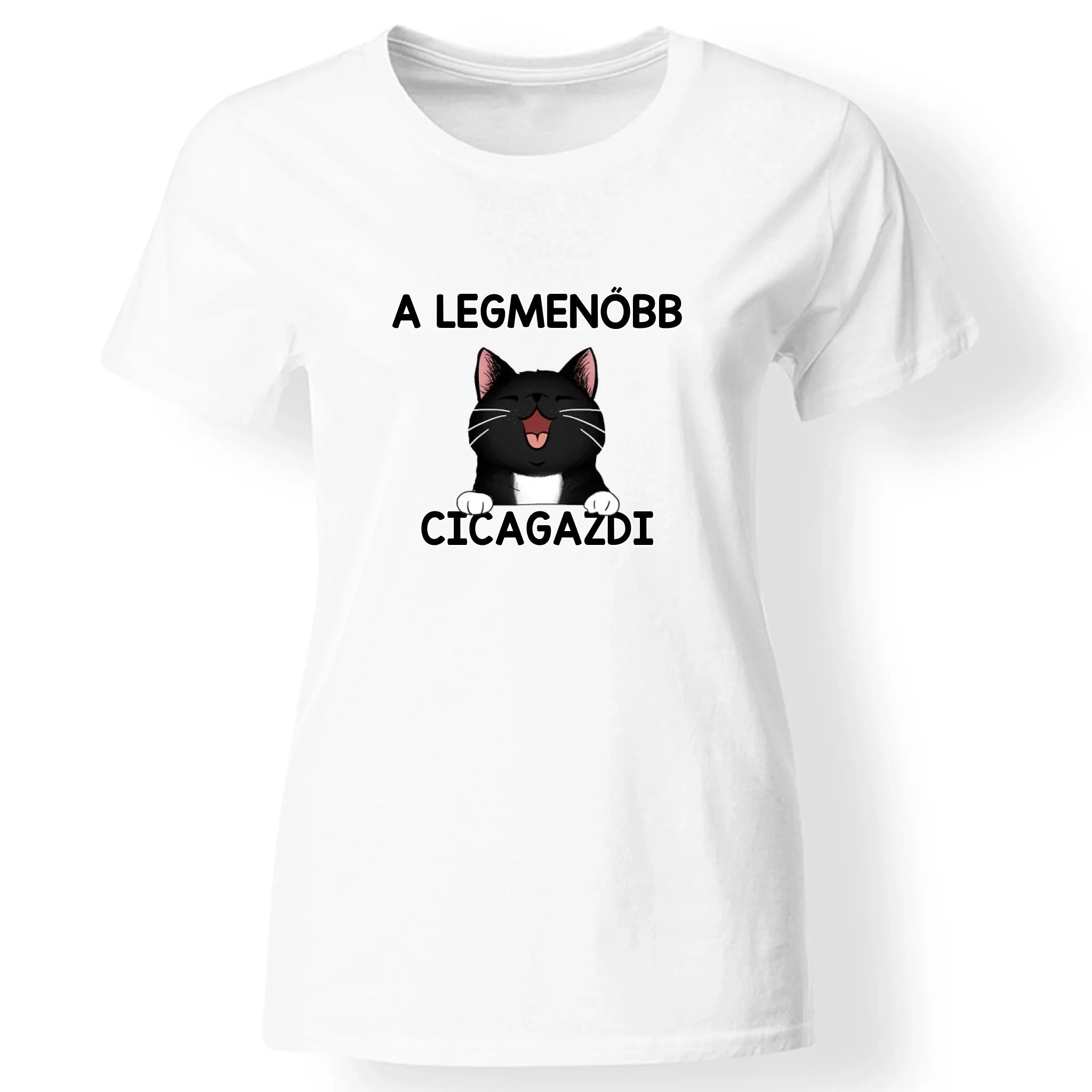 Menő Cicagazdi póló nőknek fehér