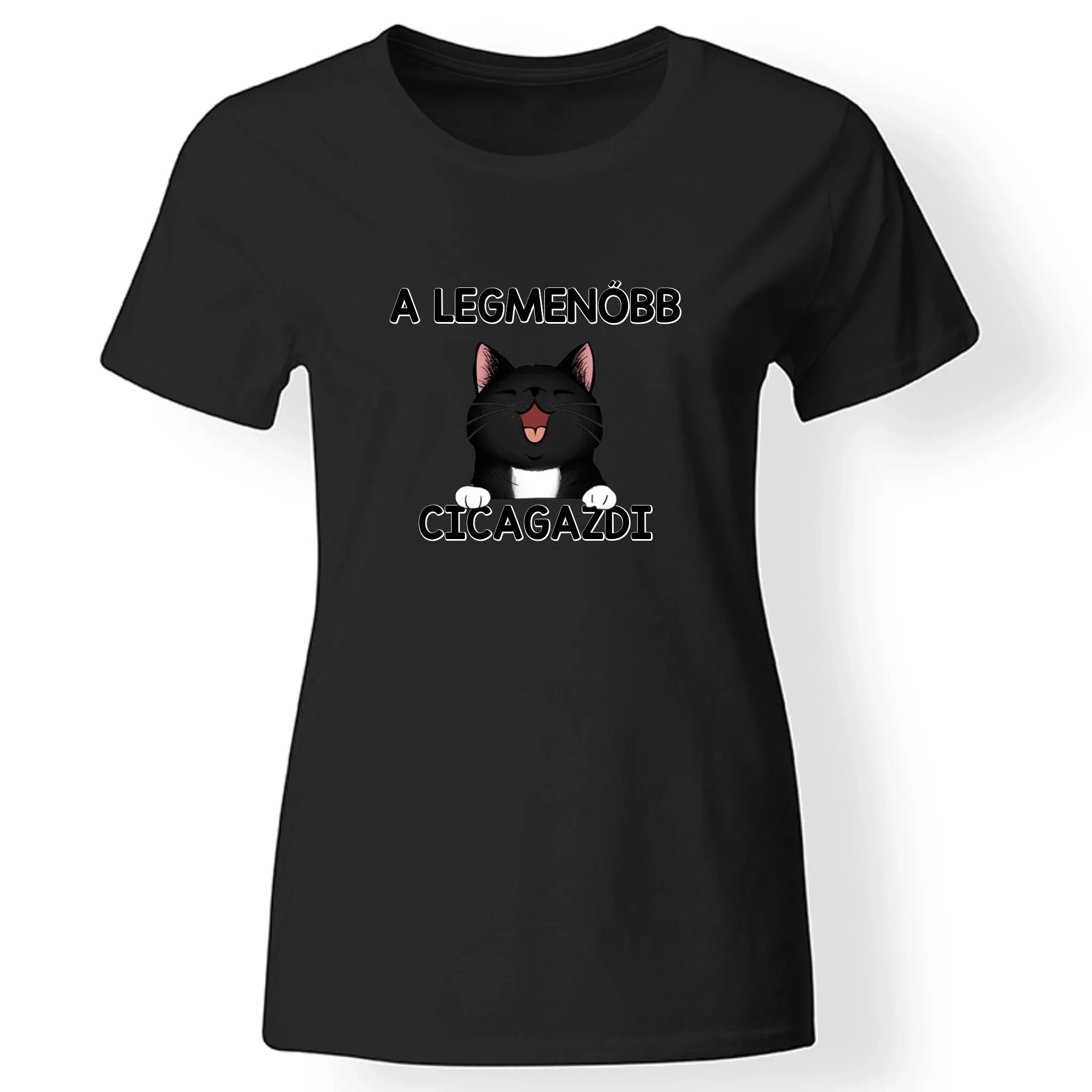 Menő Cicagazdi póló nőknek fekete