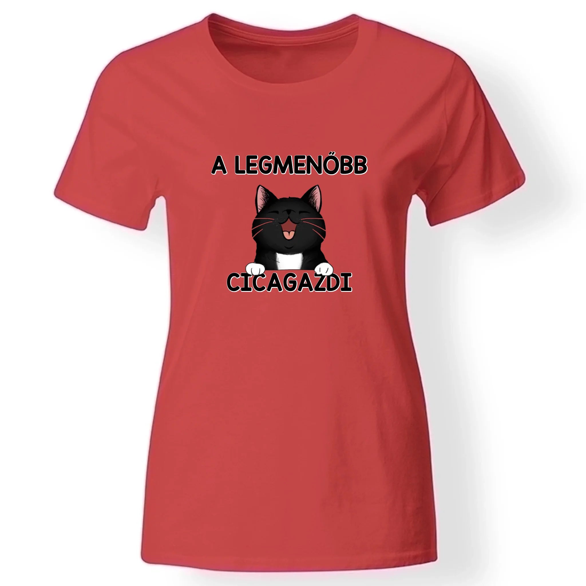 Menő Cicagazdi póló nőknek piros