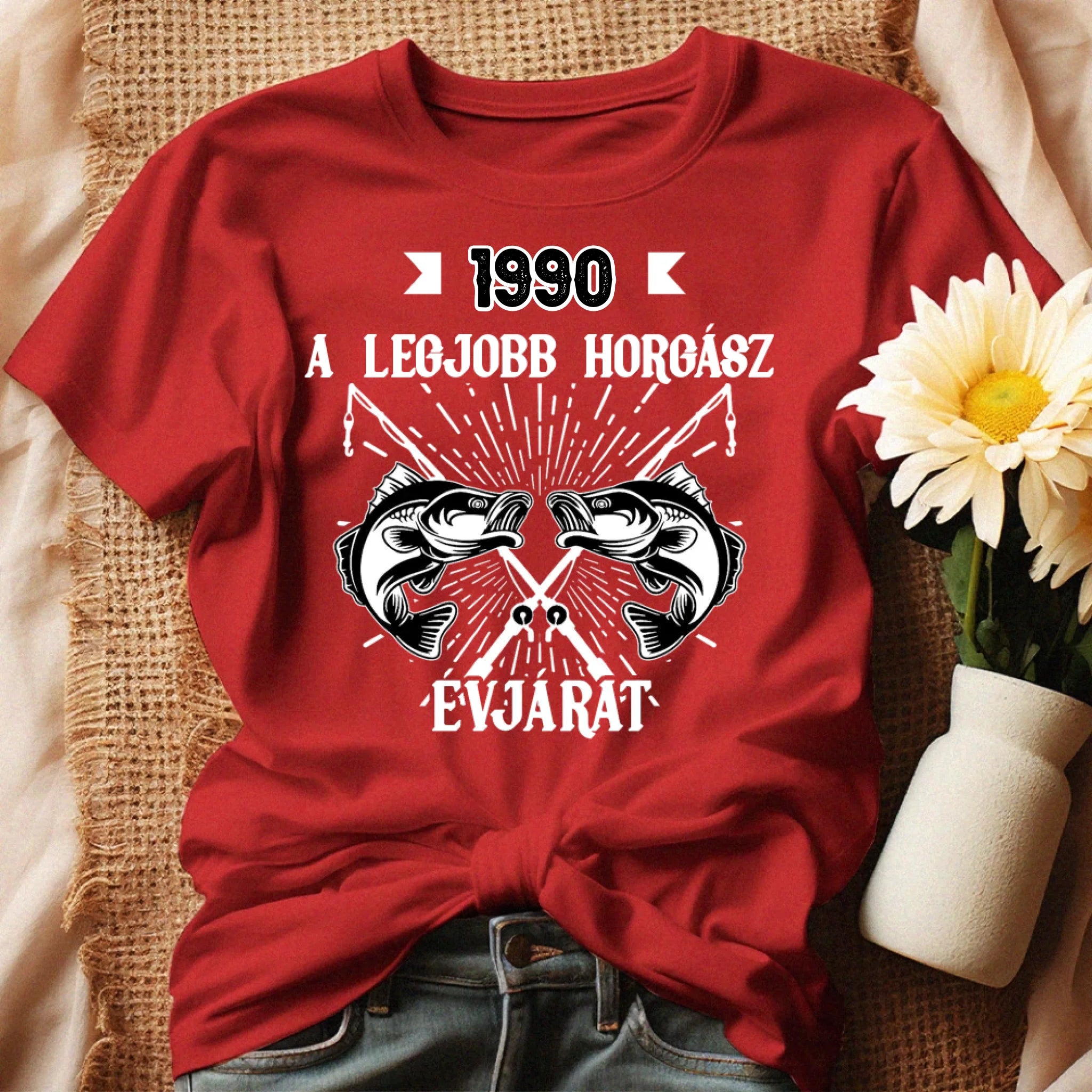 Szülinapi ajándék horgászoknak - A legjobb horgász évjárat női póló piros