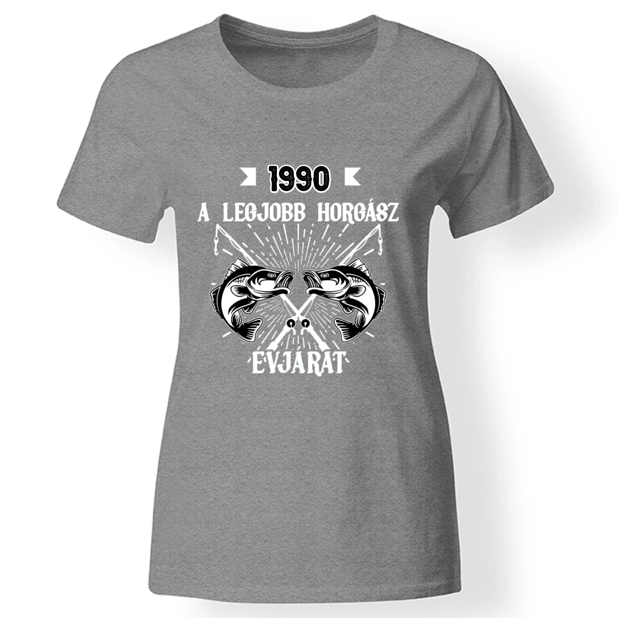 Szülinapi ajándék horgászoknak - A legjobb horgász évjárat női póló szürke