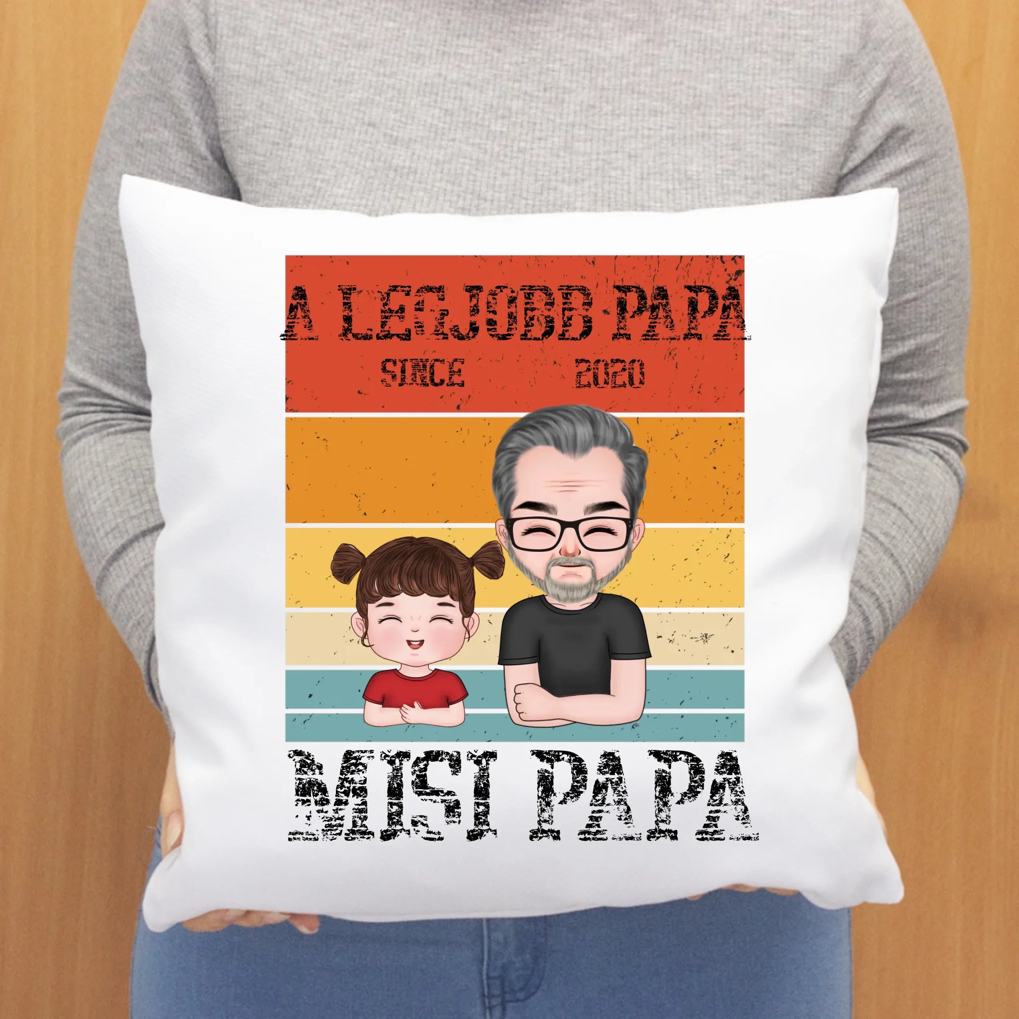 A legjobb Papa párna szerkeszthető karakterekkel