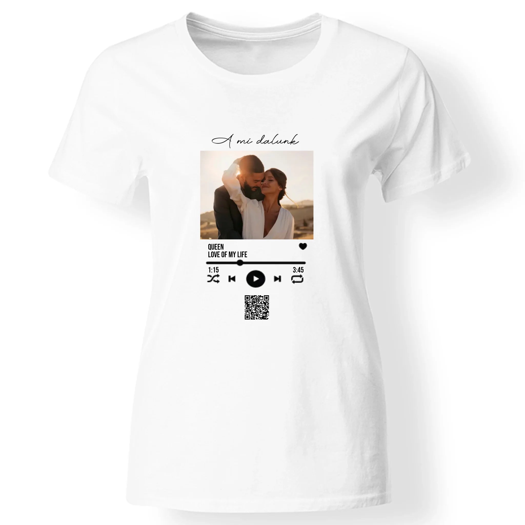 A Mi dalunk - Női póló szerkeszthető QR kóddal Valentin napra