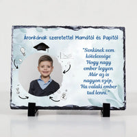 Ballagási ajándék gránitlap egyedi képpel és szerkeszthető felirattal