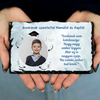 Ballagási ajándék gránitlap egyedi képpel és szerkeszthető felirattal