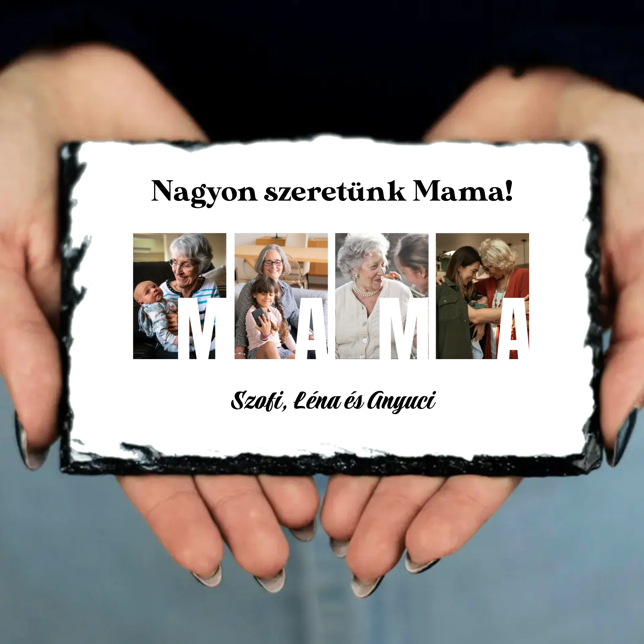 Ajándék Mamának - Egyedi képes Mama szeretünk gránitlap