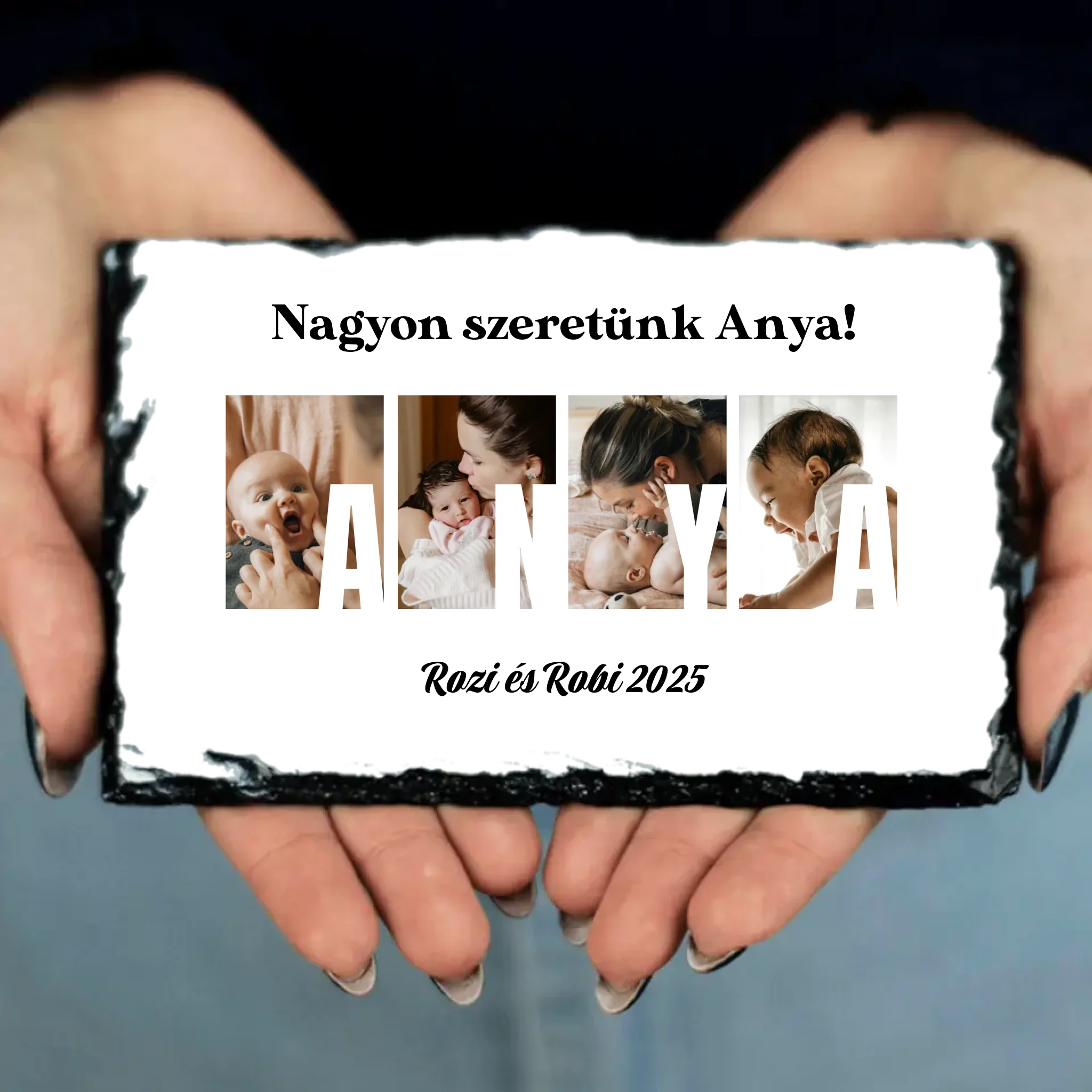 Ajándék Anyának - Egyedi képes Anya szeretünk gránitlap