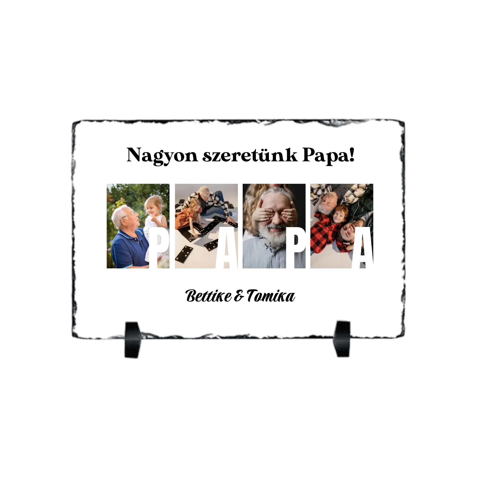 Ajándék Papának - Egyedi képes Papa szeretünk gránitlap
