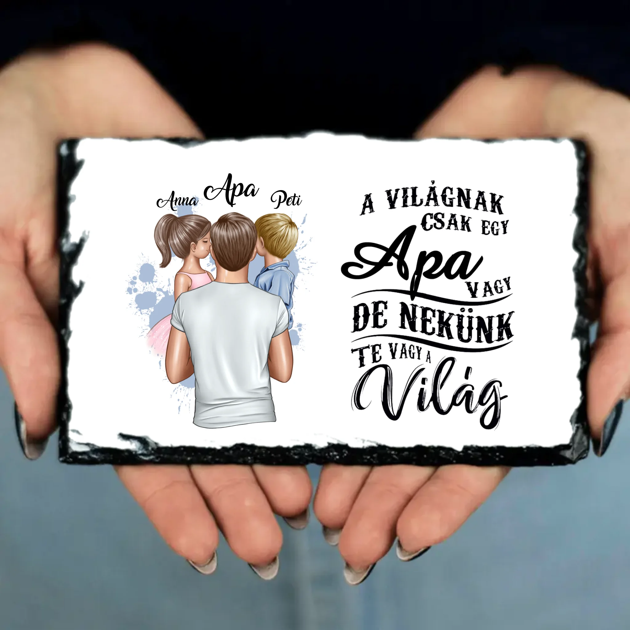 Apa két kisgyerekkel egyedi gránitlap