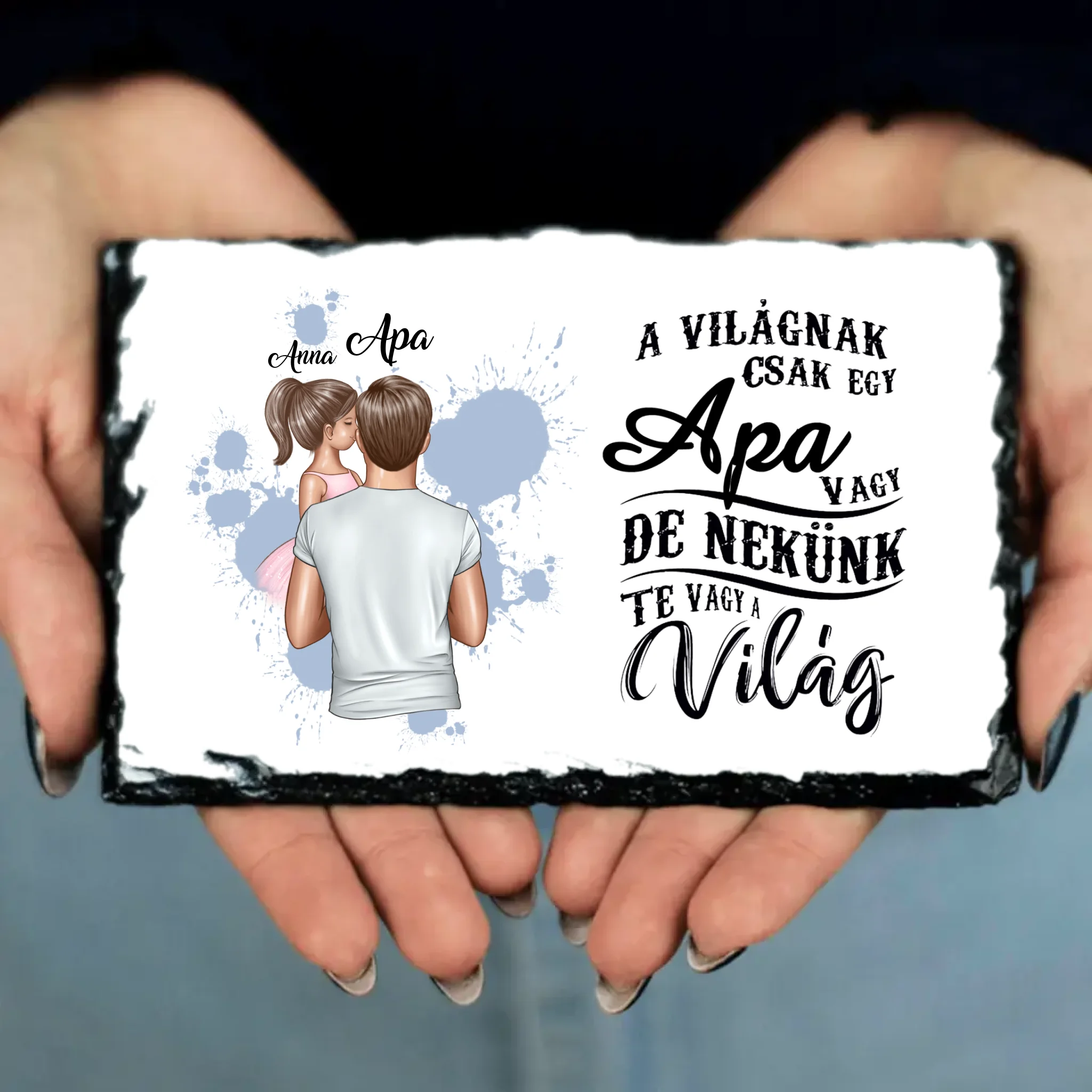 Apa kislánnyal egyedi gránitlap