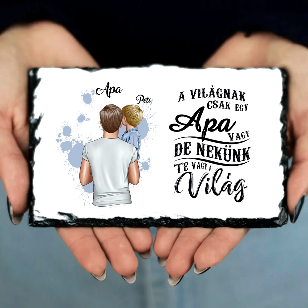 Apa kisfiúval egyedi gránitlap