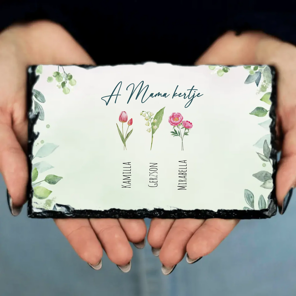 A Mama kertje szerkeszthető, egyedi neves gránitlap Nagymamáknak