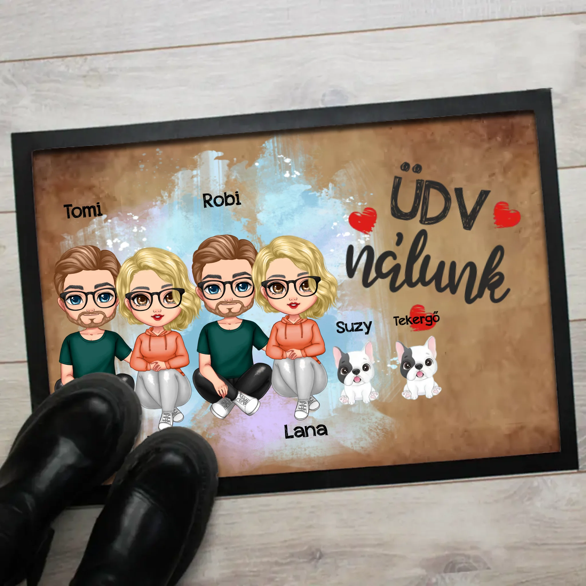 Szerkeszthető mintás ajándék macskás lábtörlő