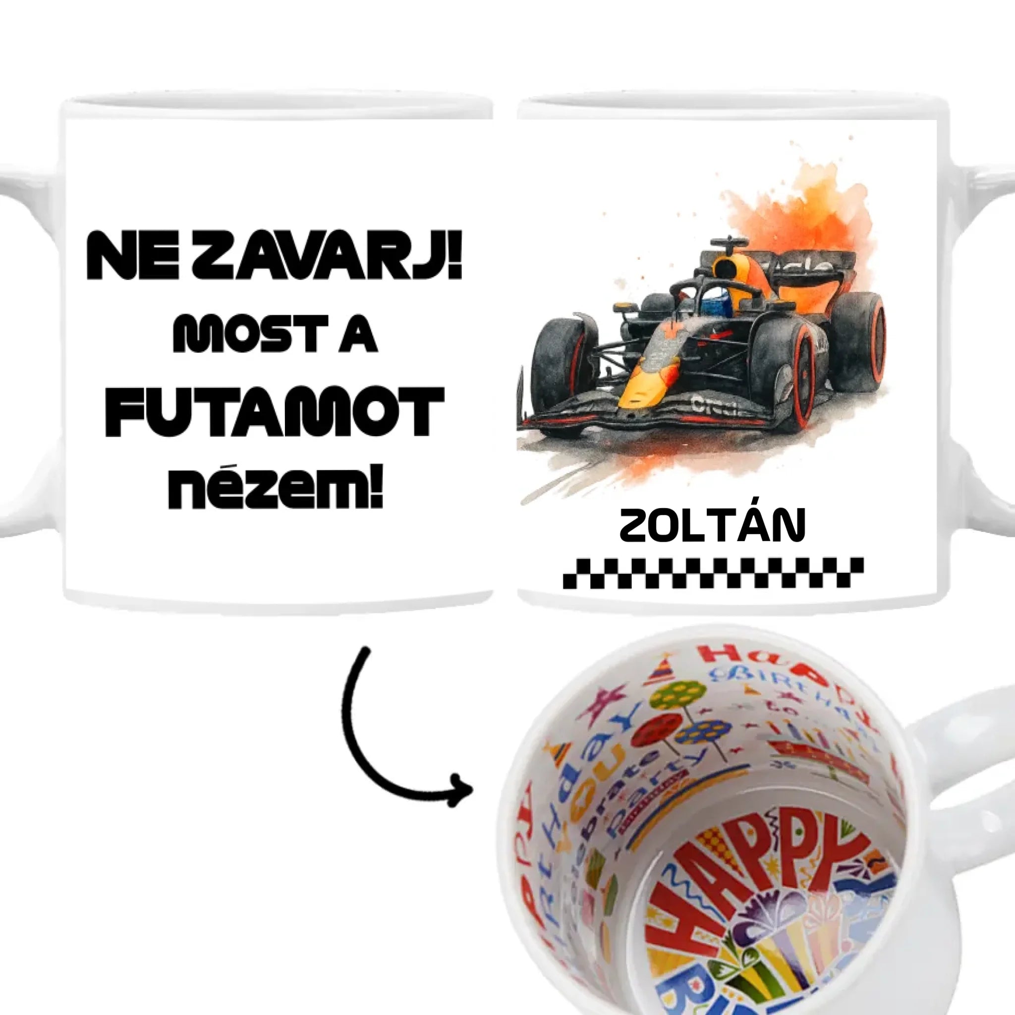 Ne zavarj futamot nézek egyedi neves bögre