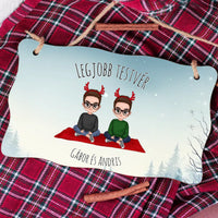 Egyedi karácsonyi ajándék Fivéreknek - cuki karakteres legjobb testvérek dísztábla