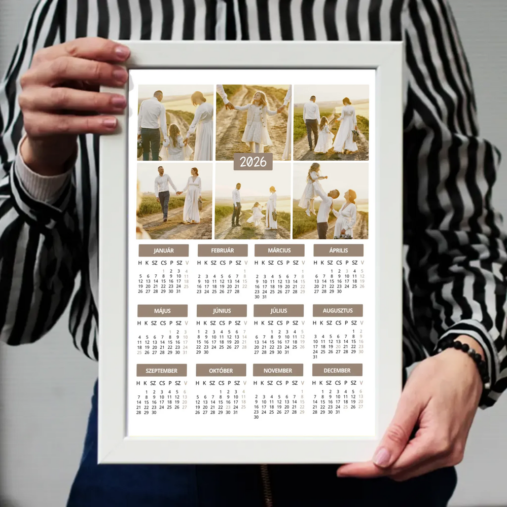 2026 falikép álló naptár egyedi 6 képpel