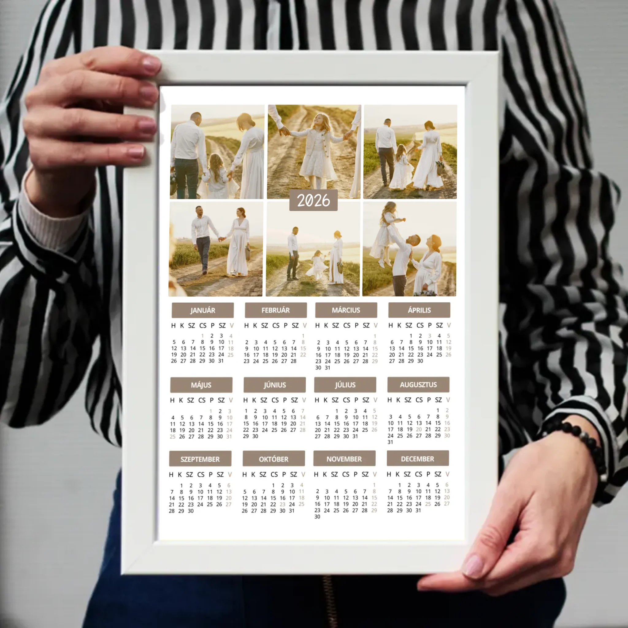 2026 falikép álló naptár egyedi 6 képpel
