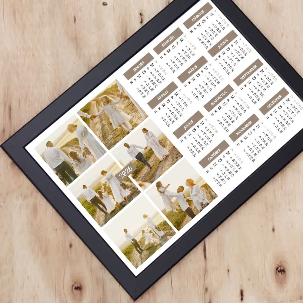 2026 falikép fekvő naptár egyedi 6 képpel