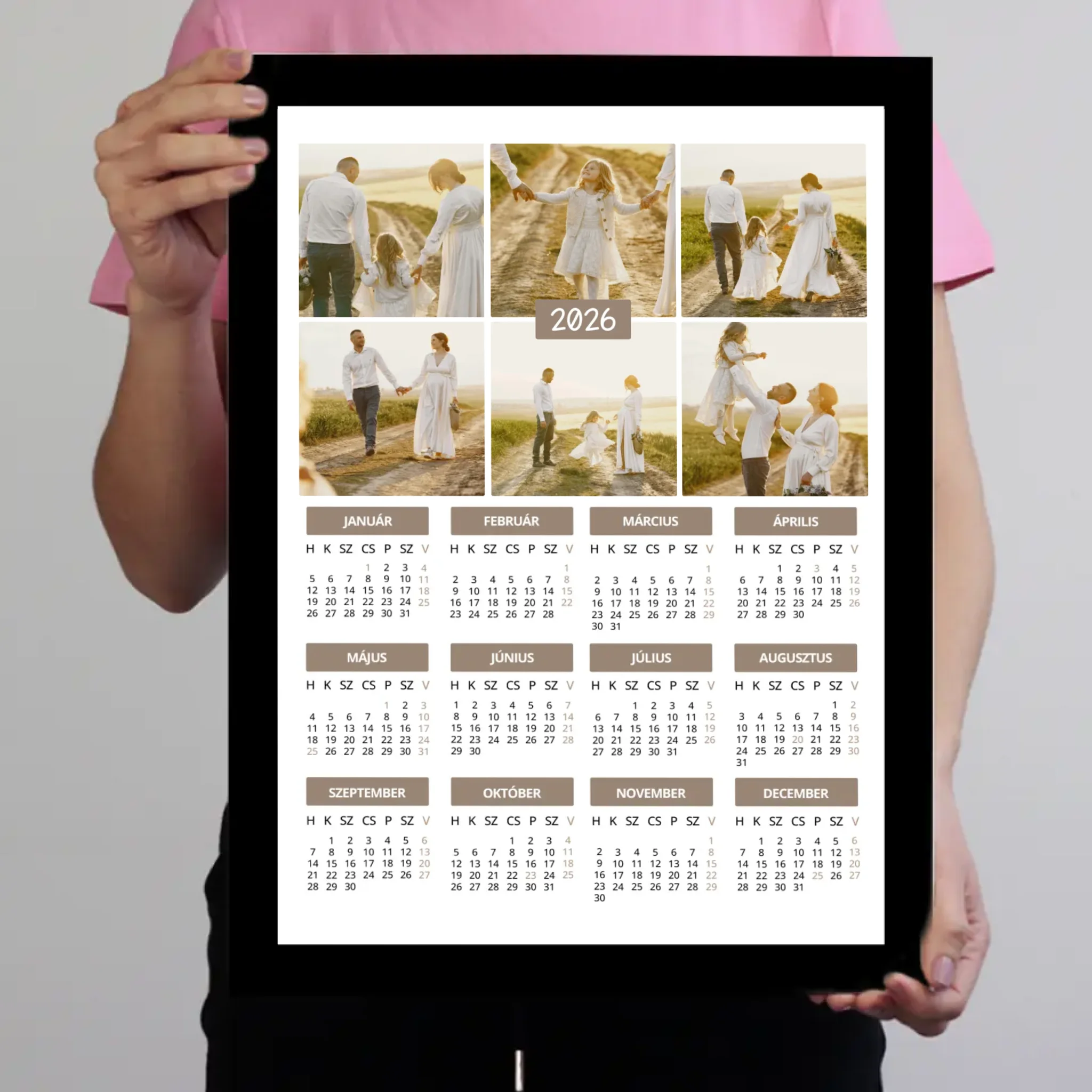 2026 falikép álló naptár egyedi 6 képpel