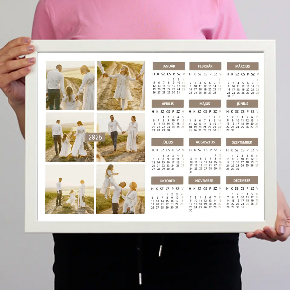 2026 falikép fekvő naptár egyedi 6 képpel