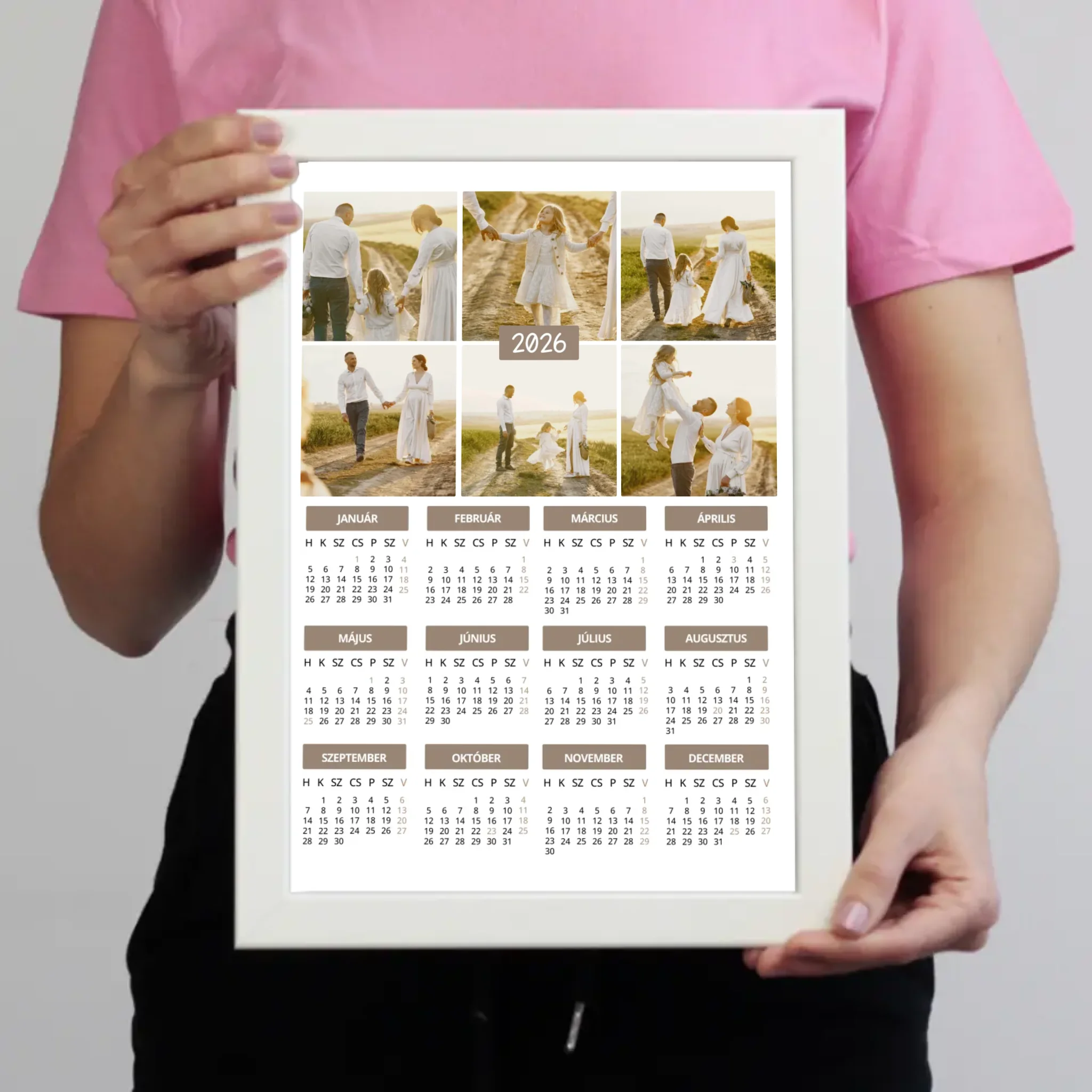 2026 falikép álló naptár egyedi 6 képpel