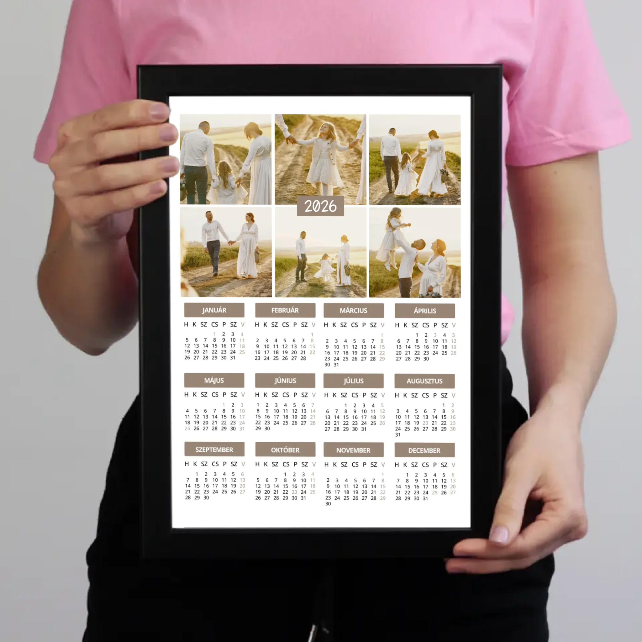 2026 falikép álló naptár egyedi 6 képpel