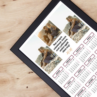 2026 falikép álló naptár 3 képpel és egyedi felirattal