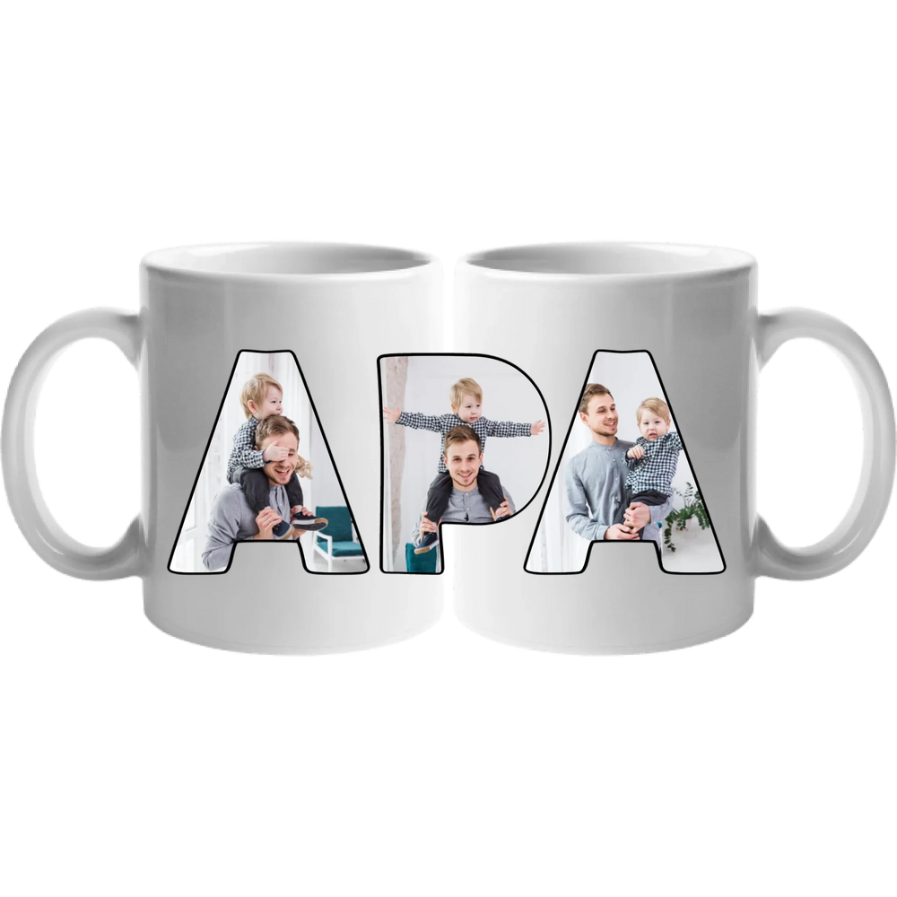 Apák napi egyedi ajándék bögre APA feliratos képekkel